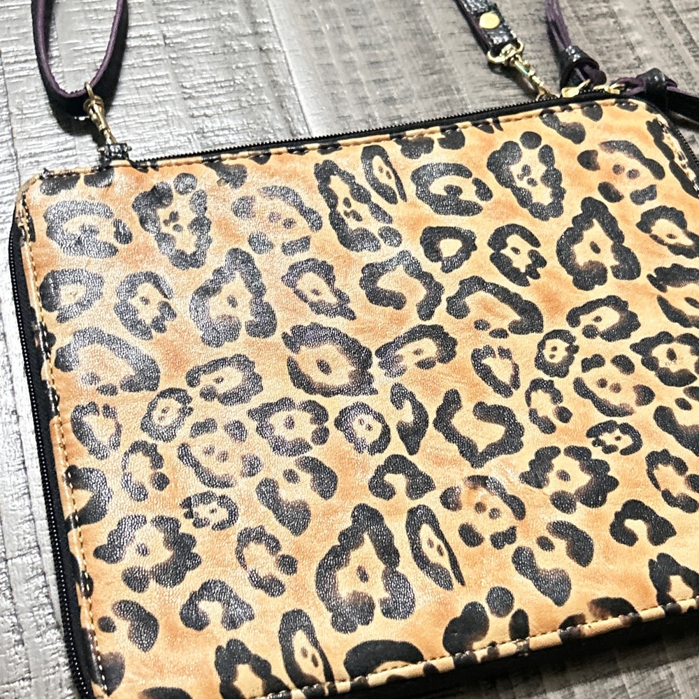 Leopard Print Clutch with Black Accents by Jazzd